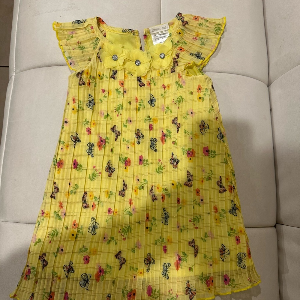 Yellow Butterfly Print Dress